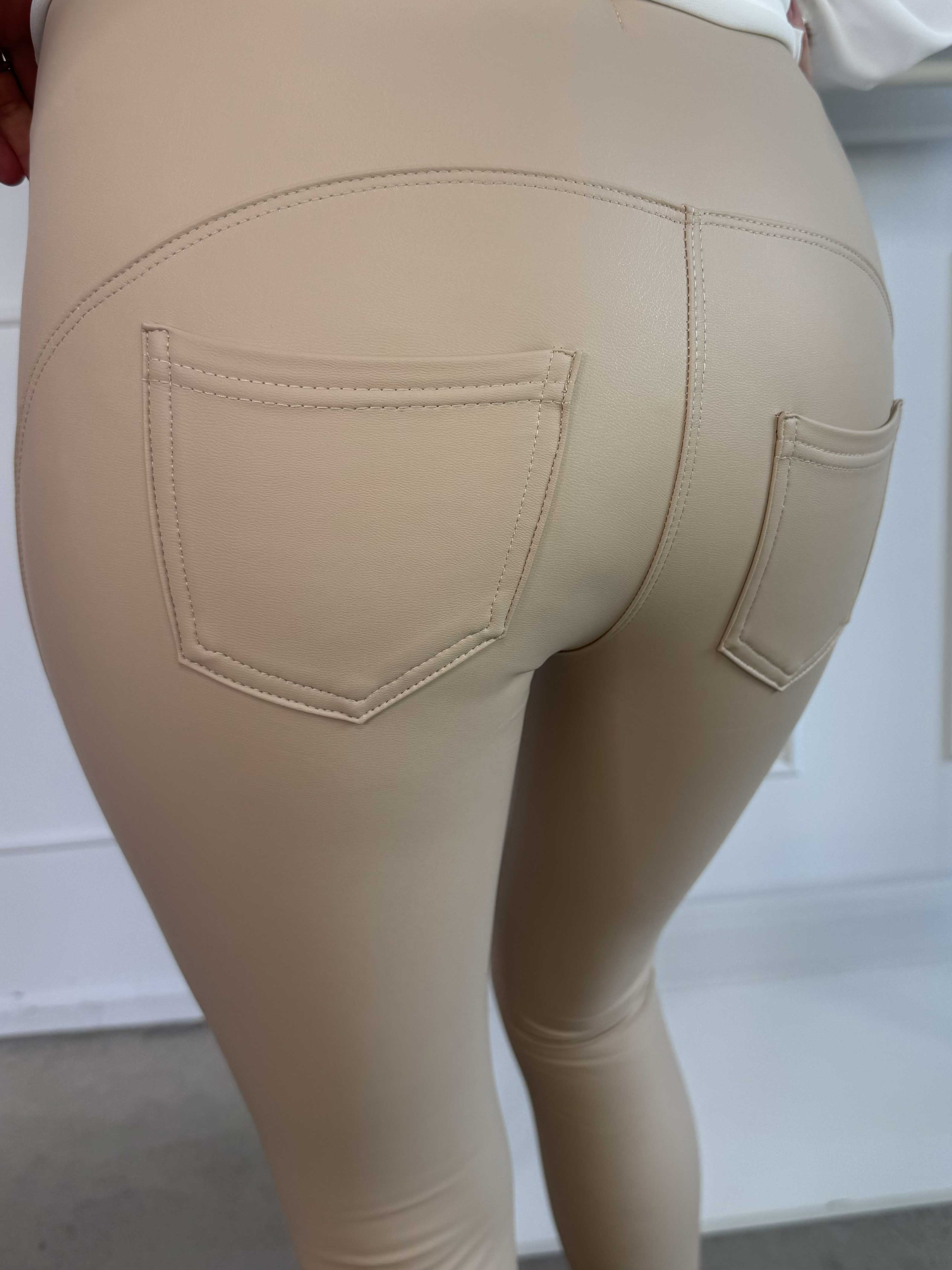 Ramla - Elastiske leggings i læderlook